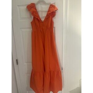 Orange Ruffle Maxi Dress Boutique EUC Women Medium